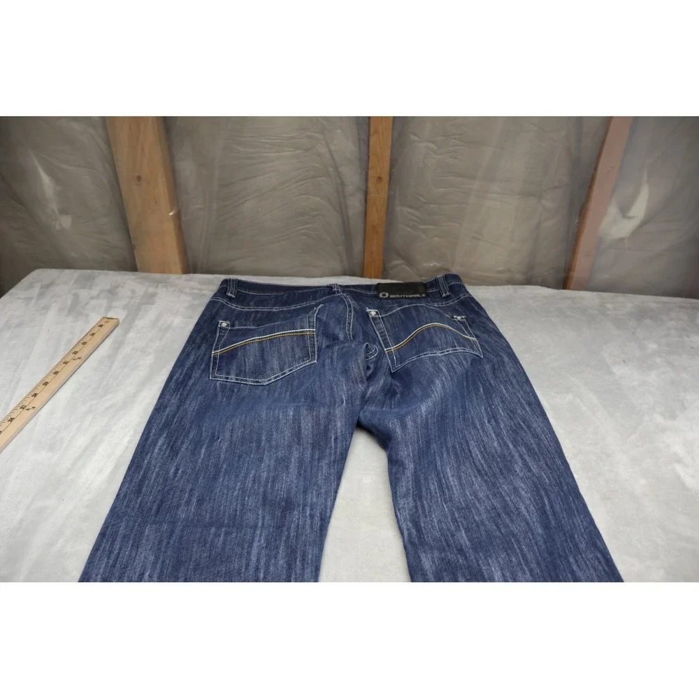 Southpole Jeans Men 34x33 Dark Wash Blue Contrast Denim Straight Relax Boot Y2K‎